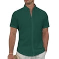 thumbnail image 1 of sogami Men's Breathable Cotton Linen Short Sleeve Button Down Summer Shirt, 1 of 8