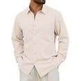 thumbnail image 1 of sogami Men's Cotton Linen Shirt Casual Long Sleeve Button Down Shirt, 1 of 6