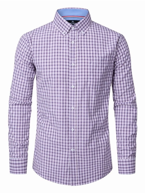Men's Plaid Shirt Casual Long Sleeve Button Down Gingham Shirt Regular Fit