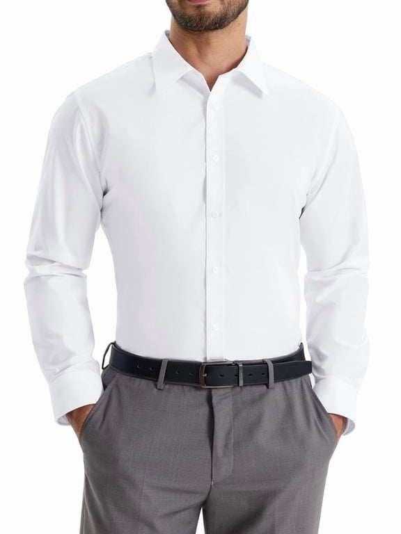 Men's Stretch Dress Shirt Wrinkle-Free Long Sleeve Button Down Formal Shirt