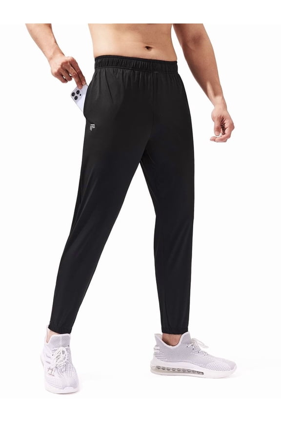 Men's Stretch Sweatpants Casual Athletic Joggers With Zipper Pocket