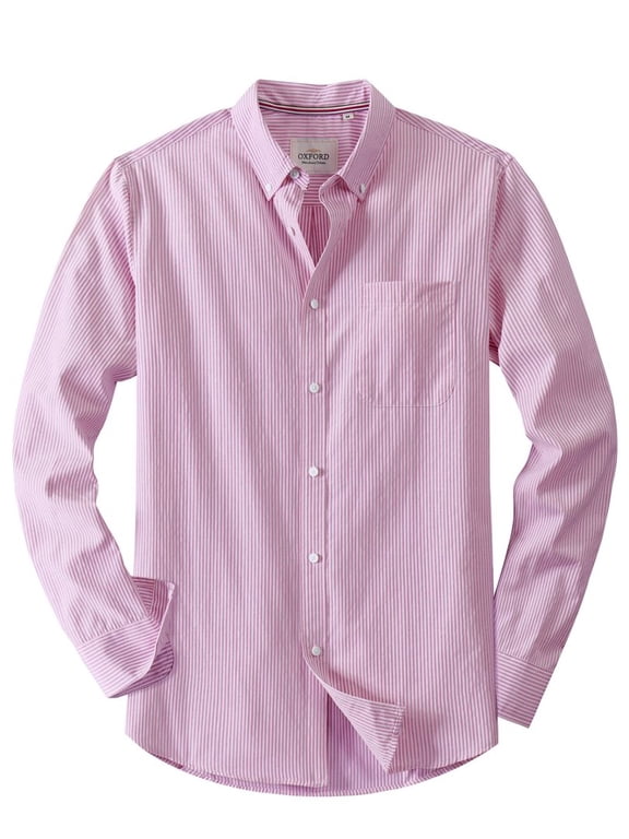 Men's Striped Oxford Shirt Casual Long Sleeve Button Down Shirt