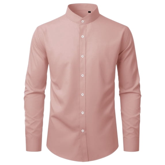 sogami Men's Wrinkle Free Dress Shirt Band Collar Long Sleeve Button Down Formal Shirt