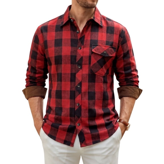 sogami Mens Flannel Shirts Casual Long Sleeve Button Down Plaid Shirts