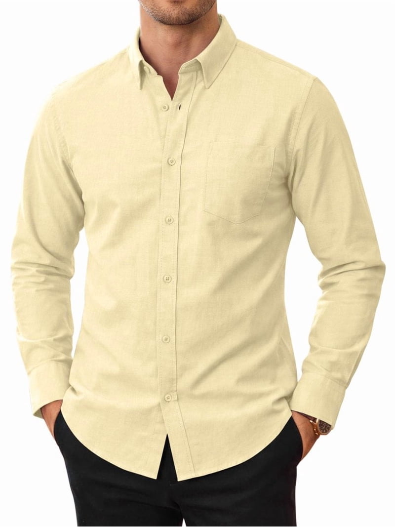 sogami Mens Oxford Button Up Shirt Casual Long Sleeve Cotton Dress Shirt For Men