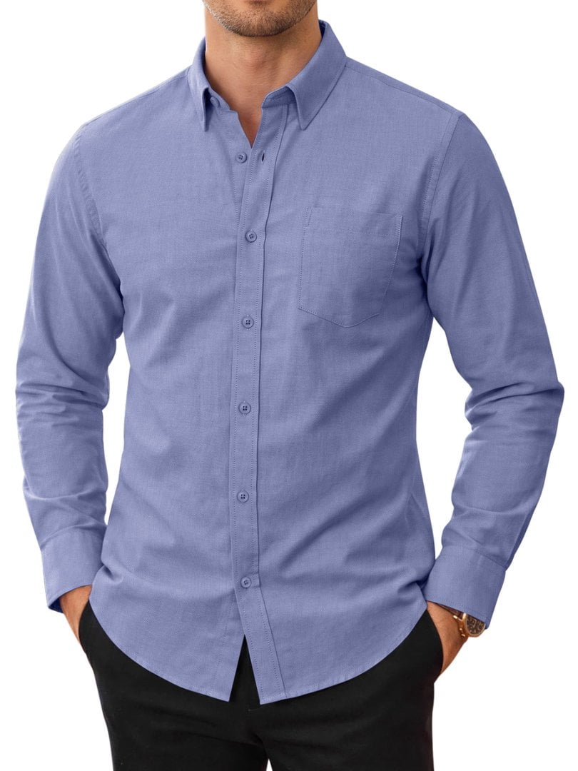 sogami, Mens Oxford Shirt, 50% Cotton, White Long Sleeve - Walmart.com