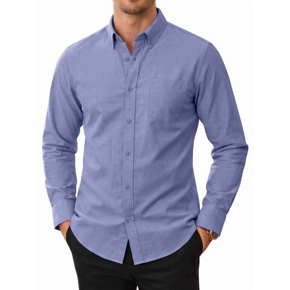 sogami Mens Oxford Button Up Shirt Casual Long Sleeve Cotton Dress Shirt For Men