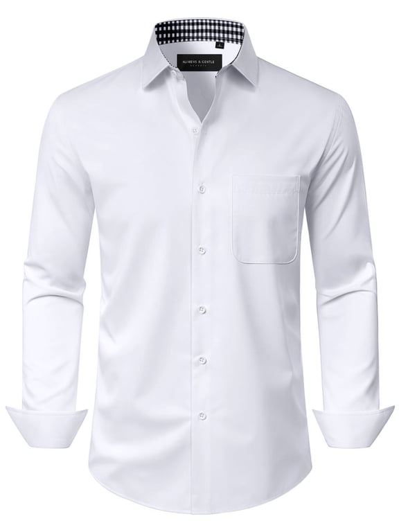 Mens Wrinkle Free Dress Shirts Stretch Business Button Up Formal Shirt
