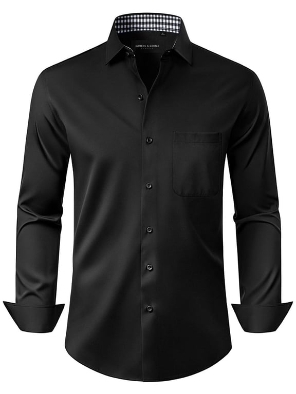 Mens Wrinkle Free Dress Shirts Stretch Business Button Up Formal Shirt