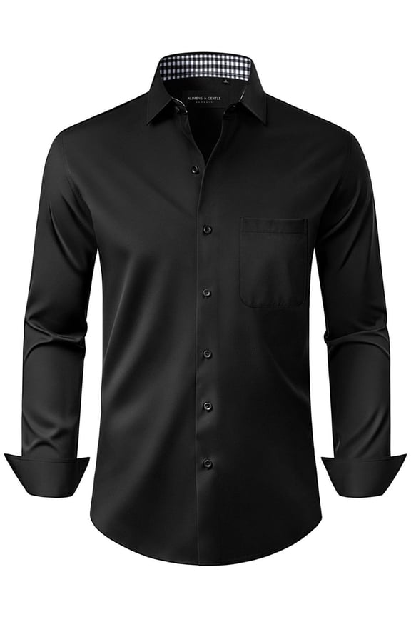 Mens Wrinkle Free Dress Shirts Stretch Business Button Up Formal Shirt
