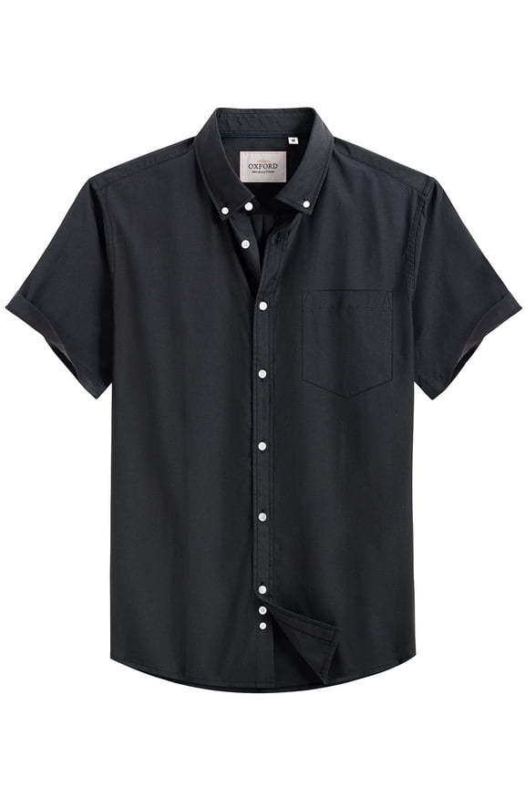 Short Sleeve Oxford Shirts for Men Button Down Shirt with Pocket