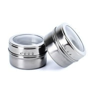 solacol 6pcs Kitchen Magnetic Spice Jars Rack Spices Storage Tins Stainless Steel Condiment Pot Seasoning Shakers Containers