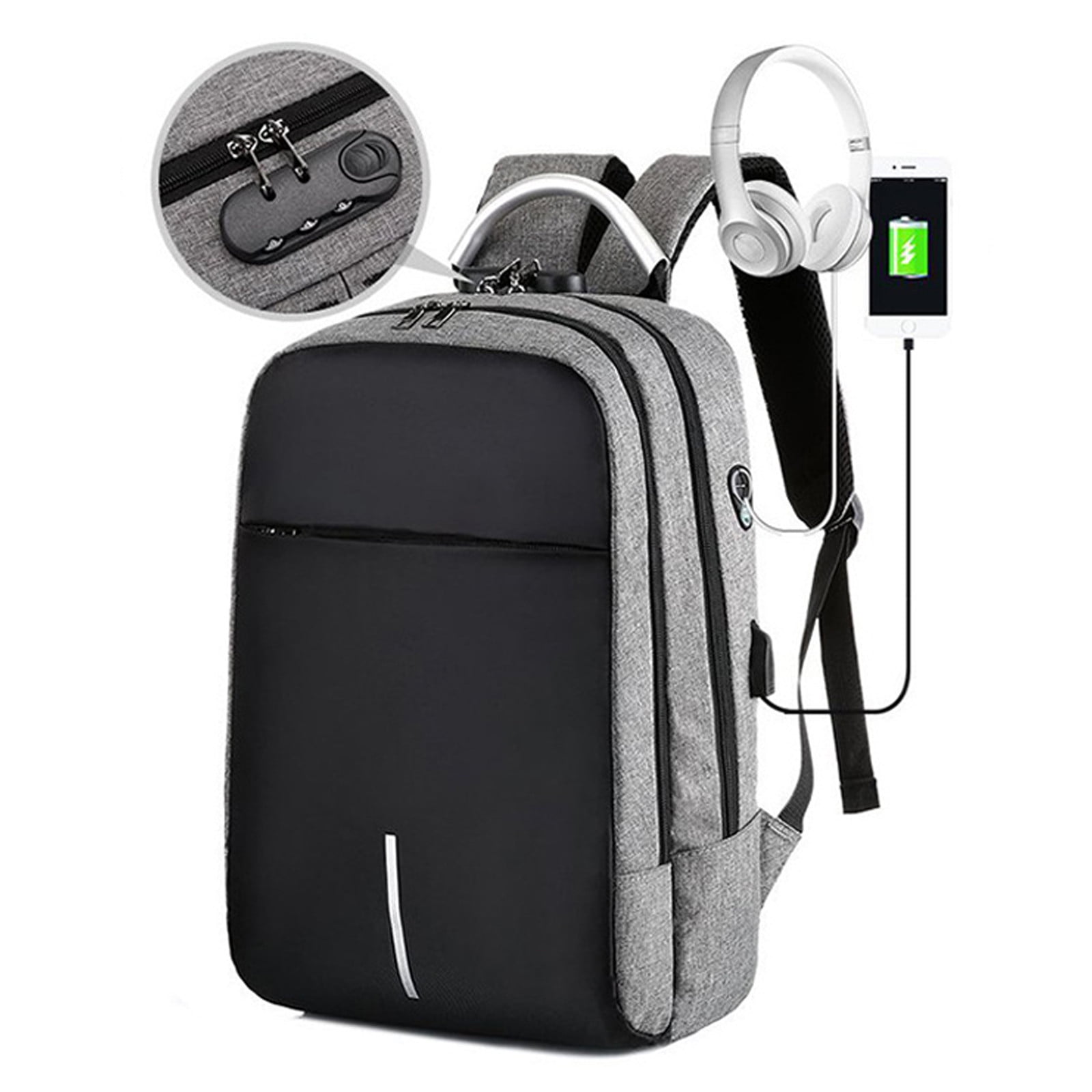 solacol Backpack with Usb Charging Port Business Backpack, Bag for Travel Flight Fits 15.6 Inch