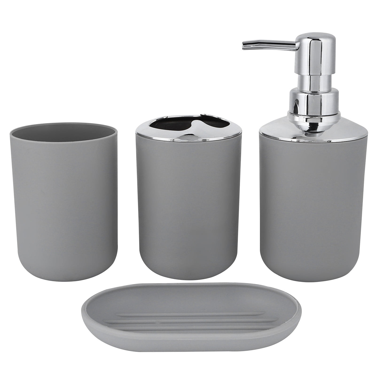 solacol Bathroom Accessories Sets Complete Luxury Bathroom Accessories  Bathroom Accessories Decor 4 Piece Bathroom Accessory Set with Soap  Dispenser Pump, Toothbrush Holder, Tumbler and Soap Dish 
