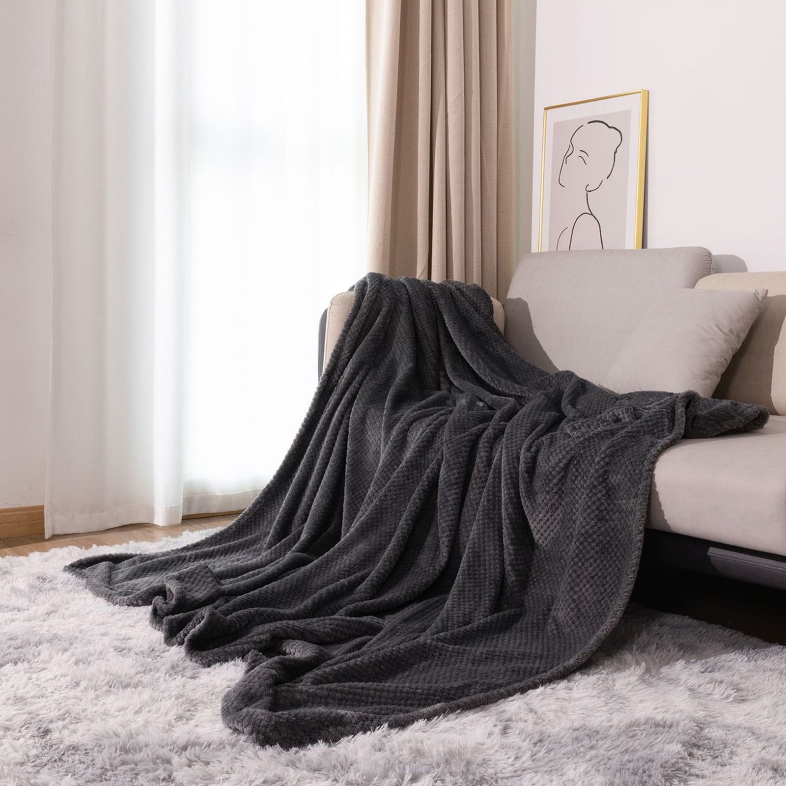 solacol Cotton Throw Blanket for Couch Fleece Throw Blanket for Couch