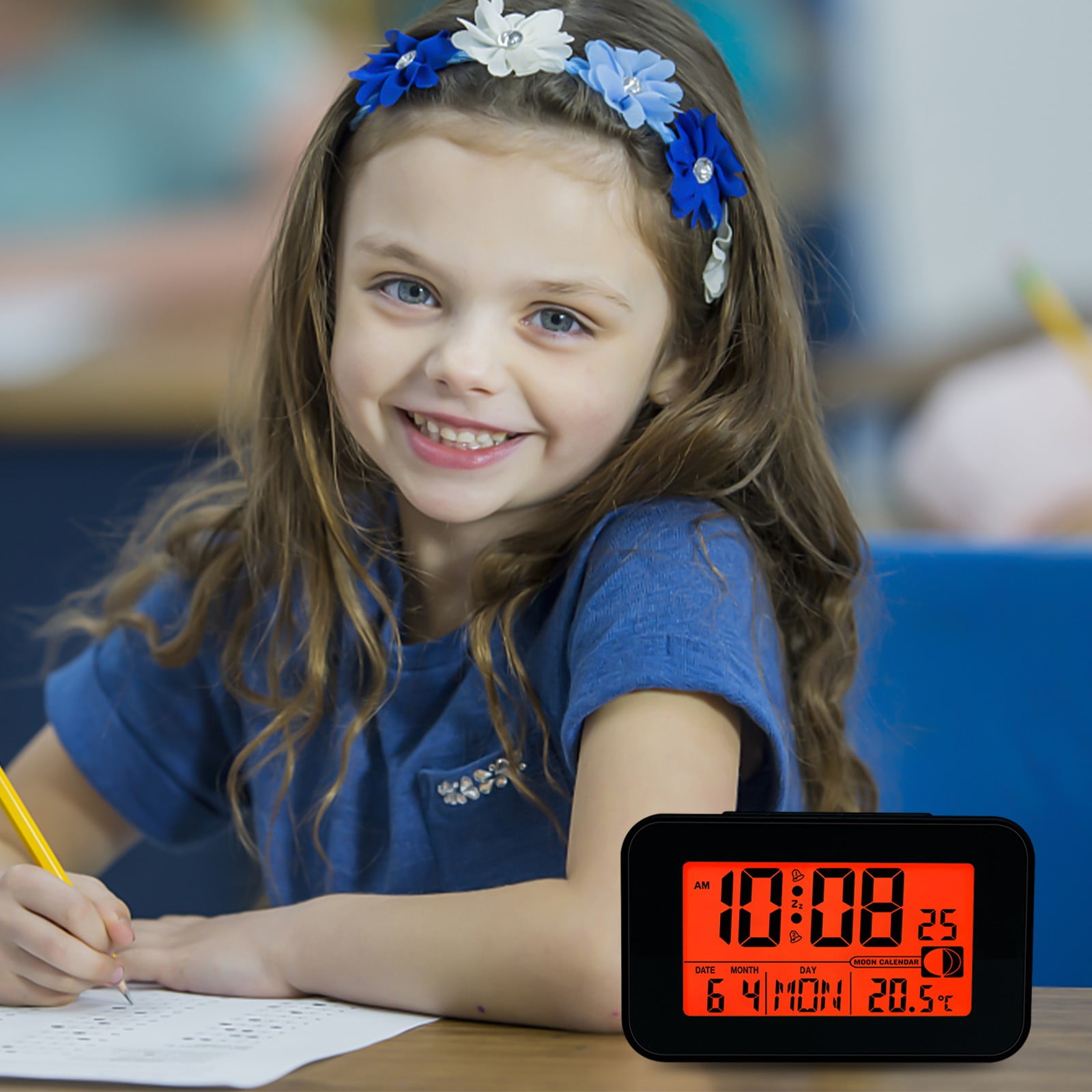 solacol Digital Alarm Clock with Lcd Display Temperature Humidity