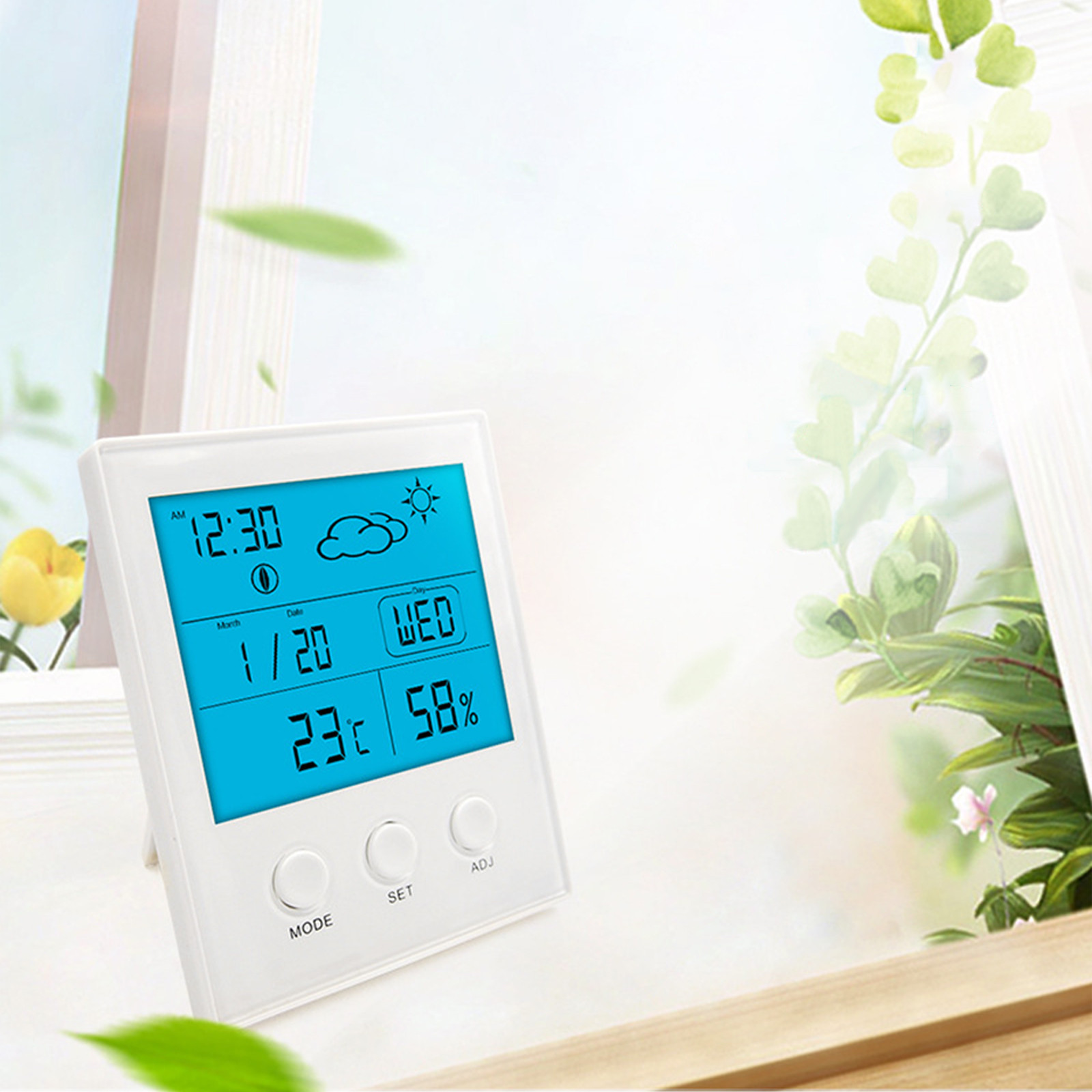 solacol Digital Clock Large Display Indoor Hygrometer Thermometers with