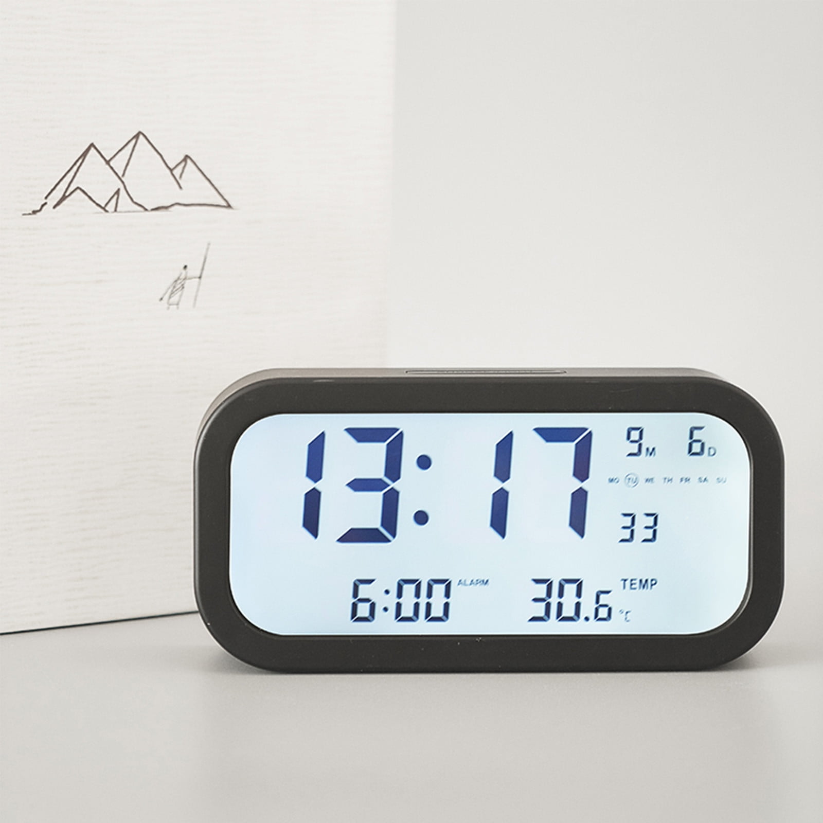 solacol Large Number Alarm Clock Scandinavian Style 170 ° Wide Angle