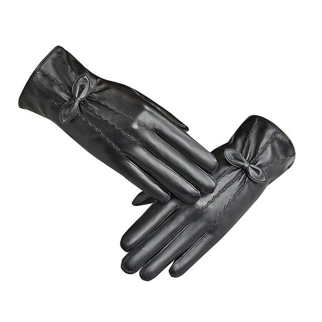 solacol Leather Gloves for Women Cold Weather Ladies Full Screen Gloves Winter Outdoor Plus