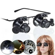 solacol Led Light Up Glasses 20X Watch Magnifier Jeweler Eye Glasses Lens Repair Led Light