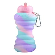 solacol Reusable Water Bottle with Straw Creative Silicone Water Cup Foldable Outdoor Sporting Goods Portable Kettle Travel Mountaineering Water Bottle Water Cup Sports Water Bottle with Straw