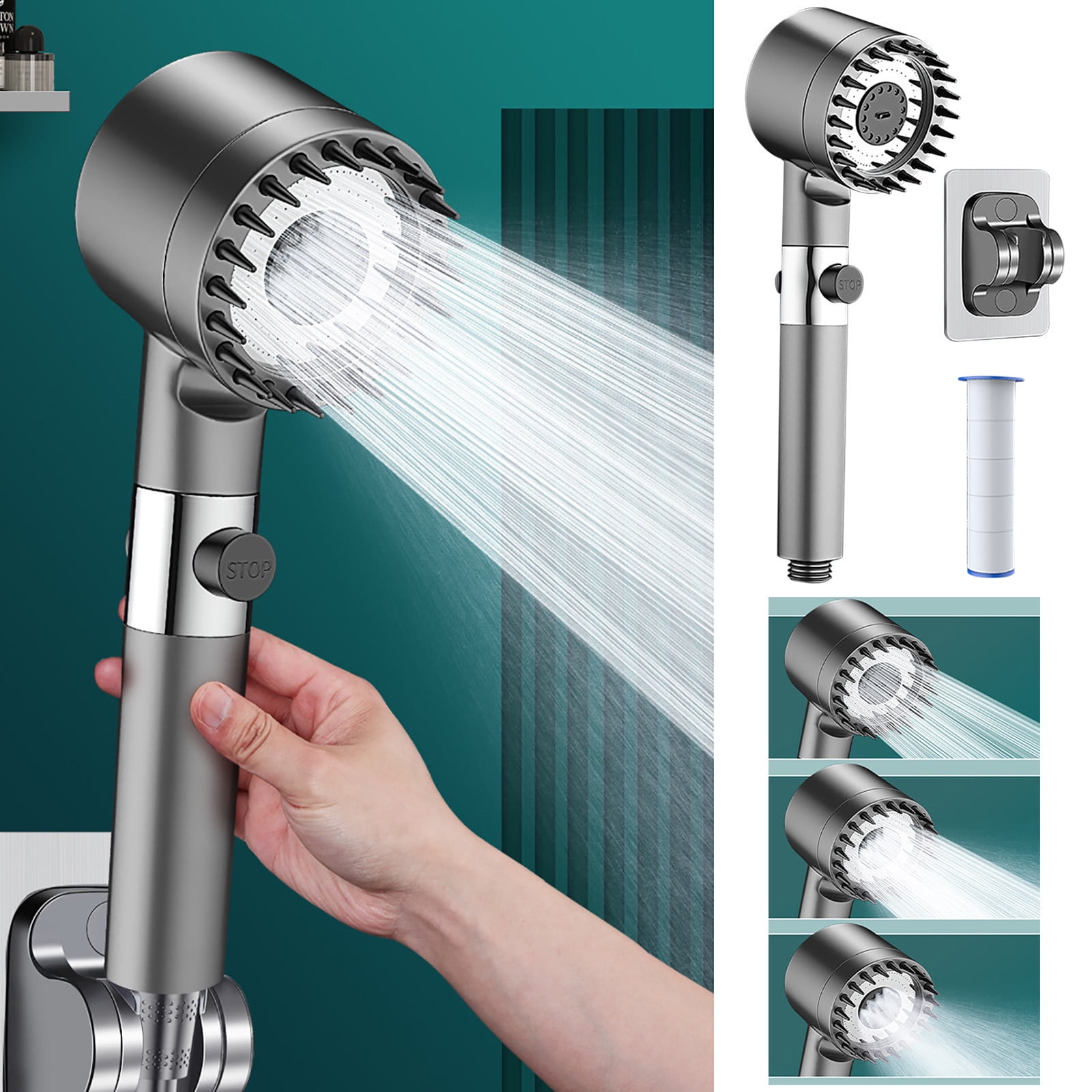 solacol Shower Head and Handle Set Pressurized Shower Nozzle Shower