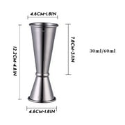 solacol Stainless Steel Wine Glass 304 Stainless Steel Ounce Glass Wine Measurer Double Cocktail Glass 30/60Ml