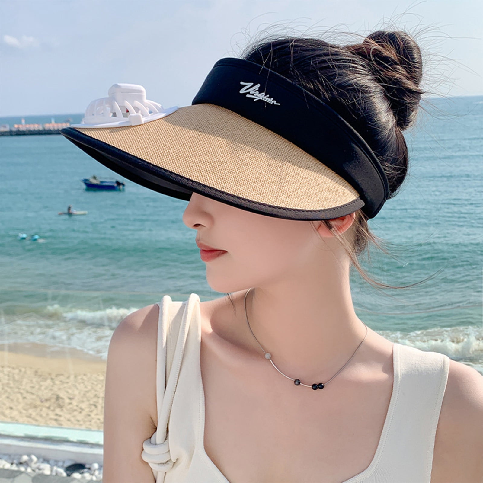 solacol Sun Hats for Women Small Head Hat with Fan for Women - Fan