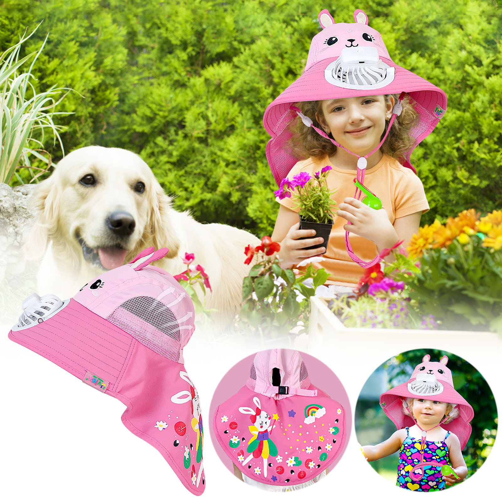 solacol Usb Fans Portable Rechargeable Summer Sun Visor Hat Usb