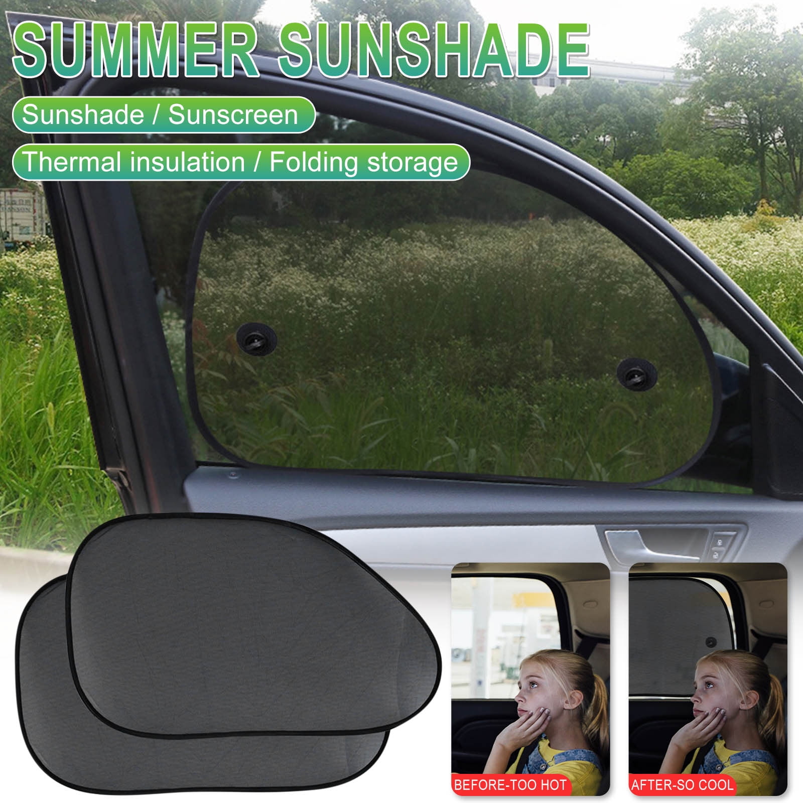 2PCS Car Side Rear Window Sun Shade UV Block Shield Mesh Cover Visor  Accessories