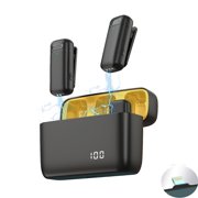 solacol Wireless Lavalier Microphone , 2 Mini Microphones Wireless Lapel Microphone for Android/Ios Video Recording, Interview, Vlog (Black)