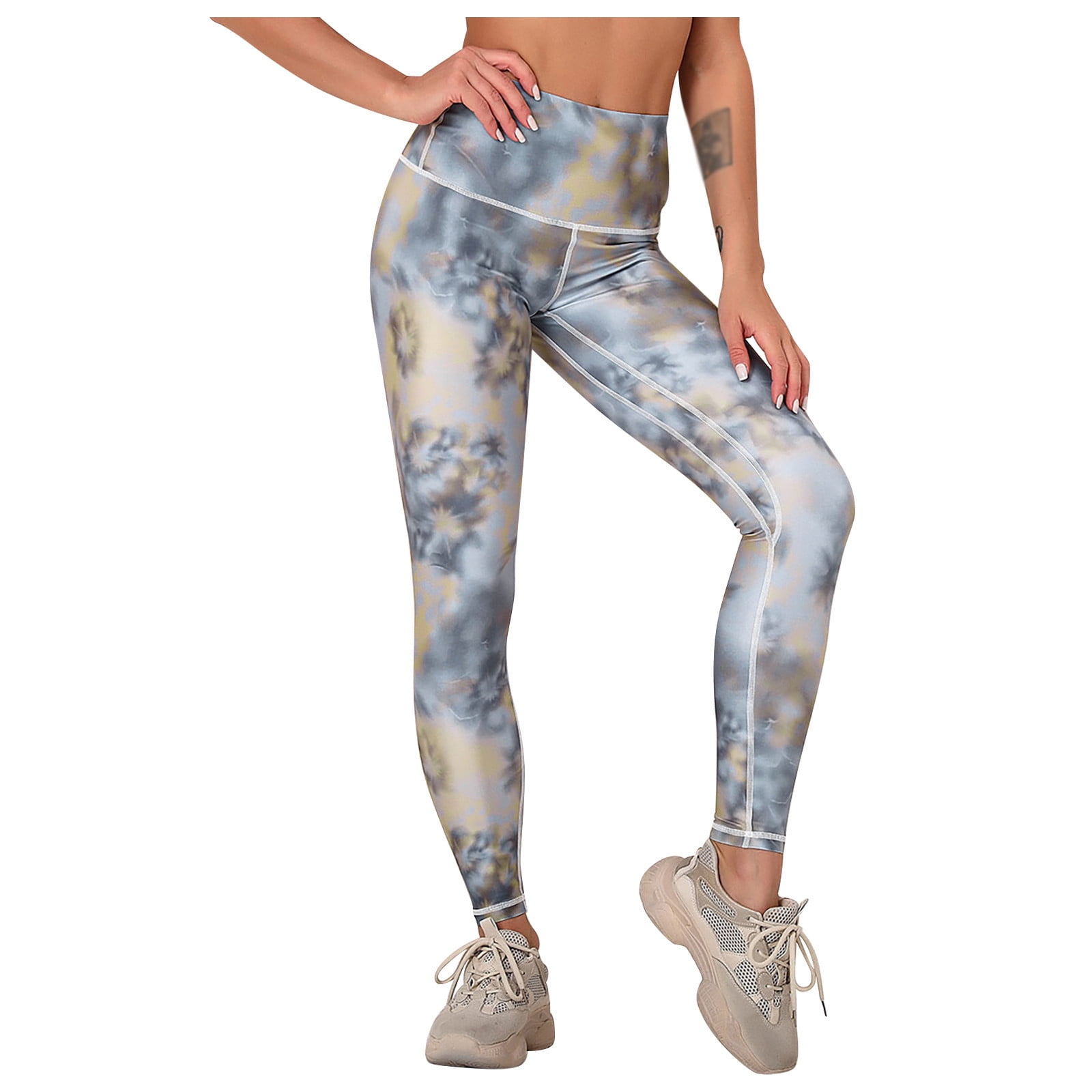solacol Yoga Leggings for Women High Waist Womens High Waist Sports TieDye Print Workout Bottom