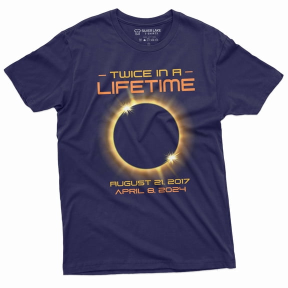solar eclipse T-shirt Twice in a lifetime total Solar eclipse of April 8, 2024 Tee Shirt (Large Navy Blue)