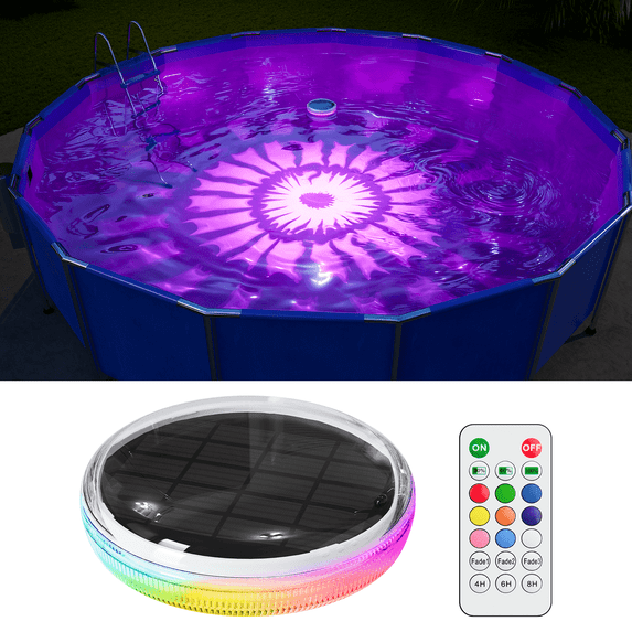 Yinghao Multicolor Solar Floating Pool Lights with Remote Timer Waterproof Lamp 9 Fixed Adjustable Color for Yard, Garden, Outdoor Inground Pool, Hot Tub