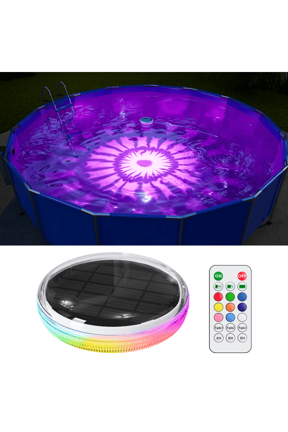 Multicolor Solar Floating Pool Lights with Remote Timer Waterproof Lamp 9 Fixed Adjustable Color for Yard, Garden, Outdoor Inground Pool, Hot Tub