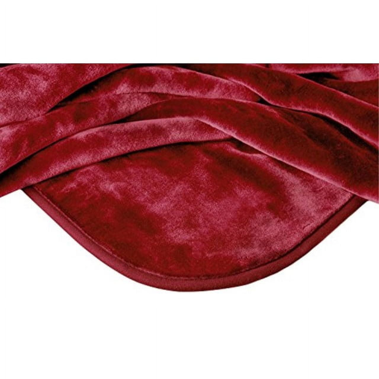 solaron queen size 78" x 94" solid korean mink blanket burgundy