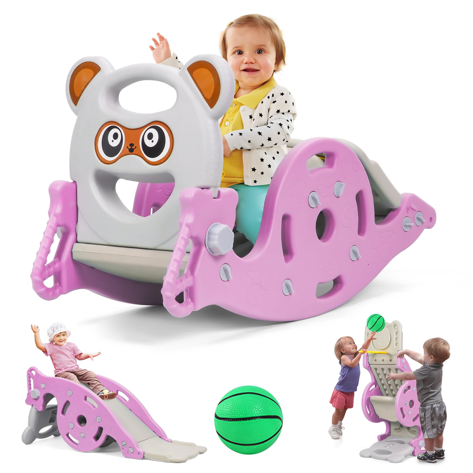 solautey 4 in 1 Toddler Slide Rocking Toy, Rocking Horse Playset with ...
