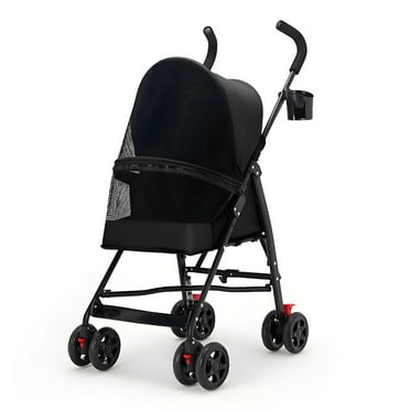 solautey 4 Wheels Pet Stroller for Small Medium Dogs Cats 20 lbs, Foldable Dog and Cat Stroller with Cup Holder & Storage Basket & Breathable Mesh