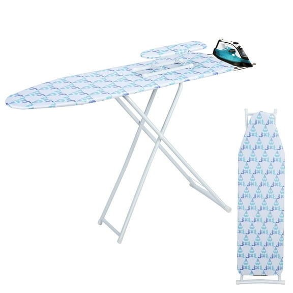 solautey 42 inch Ironing Board, Foldable Iron Board, Height Adjustable up to 30 Inches, with Iron Rest, Steel X-Legs, for Home, Laundry Room, Dorm, Neon Color