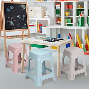 solautey 6 Pack Plastic Stools - 6 Macaron Colored Nesting Stools Portable Backless Bar Stool Flexible Seating Chairs for Classroom Office Home - 17.5 Inch