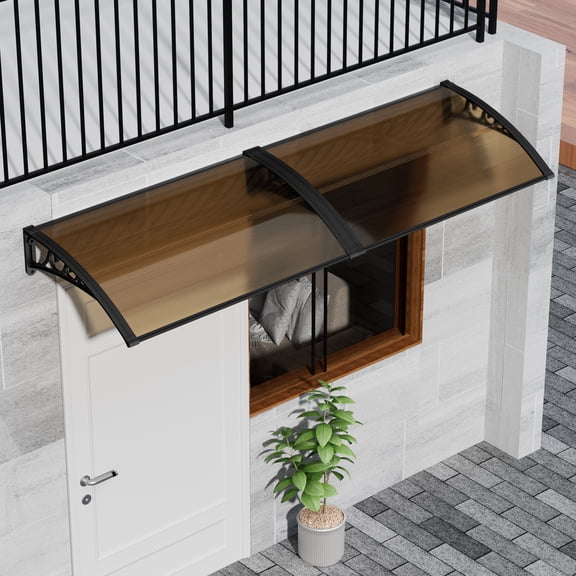 solautey Awning for Door Entrance, 31.5x47 Inches Window Awnings for Doors Canopy Polycarbonate Cover Patio Door Awning UV Rain Snow Sunlight Protection Hollow Shee