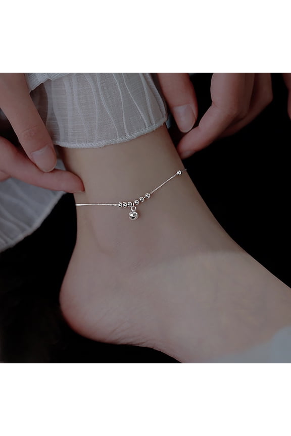 Bell Design Anklet Round Bead Alloy Structure Adjustable Extension Chain Allergy-Free Anklet Comfortable Foot Jewelry