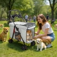 thumbnail image 1 of solautey Large Multi-Pet Stroller for Small & Medium Dogs, 4 Wheels Pet Stroller, Foldable Dog & Cat Stroller for All-Season, Dog Stroller with 360-degree Wheels, 1 of 8