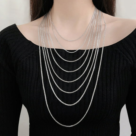 solautey Twist Chain Necklace for Men Women Thin Metal Chain Choker Silver Shiny Jewelry Accessory for Daily Wear Gifting