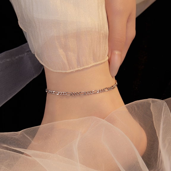 solautey Women Anklet Simple Style Adjustable Length Hollow Chain Polished Stainless Steel Lady Ankle Jewelry Ankle Chain Birthday Anniversaries Gift