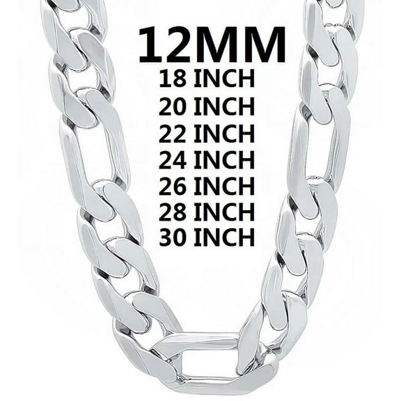 solid 925 sterling silver necklace for men classic 12MM Cuban chain 18-30 inch Charm high quality Fashion jewelry wedding YY Gift