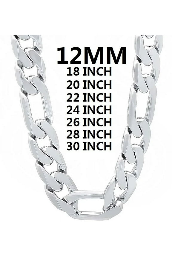 solid 925 sterling silver necklace for men classic 12MM Cuban chain 18-30 inch Charm high quality Fashion jewelry wedding YY Gift