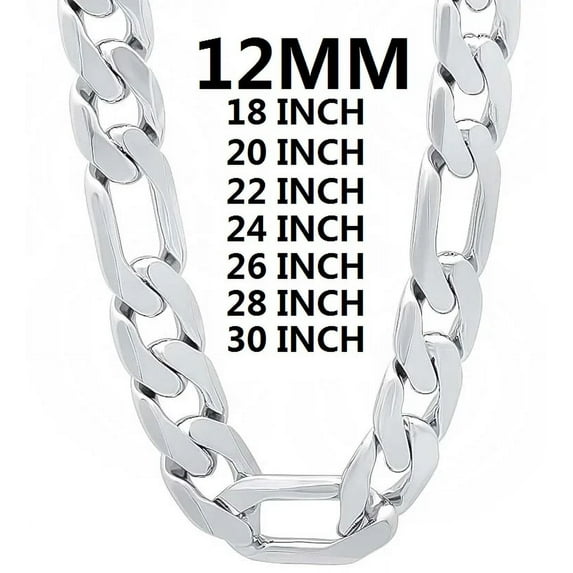 solid 925 sterling silver necklace for men classic 12MM Cuban chain 18-30 inch Charm high quality Fashion jewelry wedding YY Gift