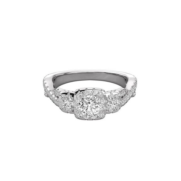 solitaire jewels 0.45CT Round Moissanite Halo Engagement Ring For Women, 14K White Gold Plating Over Silver, D Color VVS Clarity
