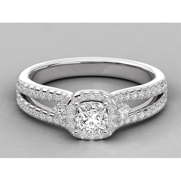 solitaire jewels 0.5CT Cushion Moissanite Halo Engagement Ring For Women, 925 Silver, D Color VVS Clarity